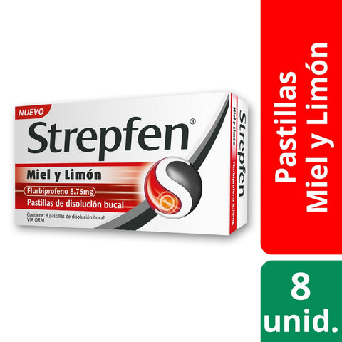 Strepfen Miel y LimÛn Flurbiprofeno 8.75 mg 8 Pastillas de DisoluciÛn Bucal