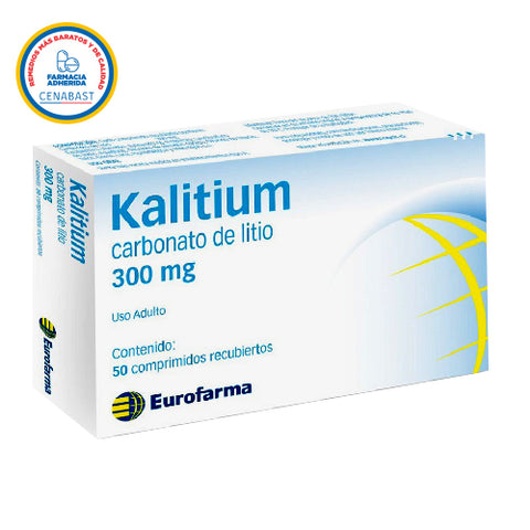 Kalitium (Carbonato De Litio) 300 Mg X 50 Comp. Rec. (Cenabast)