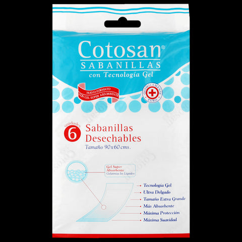Sabanillas Cotosan desechables 90x60 cms 6 U